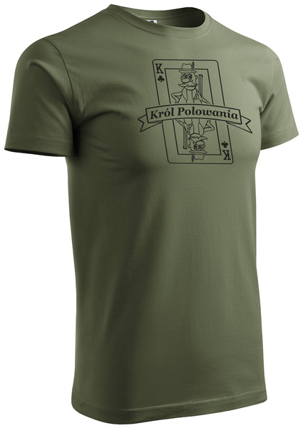 T-shirt khaki nadruk KRÓL POLOWANIA