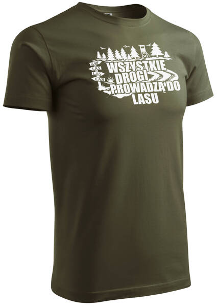 T-shirt military WSZYSTKIE DROGI PROWADZĄ DO LASU