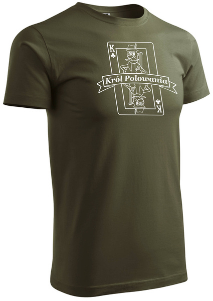 T-shirt military nadruk KRÓL POLOWANIA