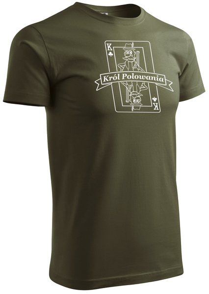 T-shirt military nadruk KRÓL POLOWANIA