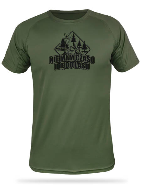 T-shirt termoaktywny khaki nadruk NIE MAM CZASU IDĘ DO LASU wz.1